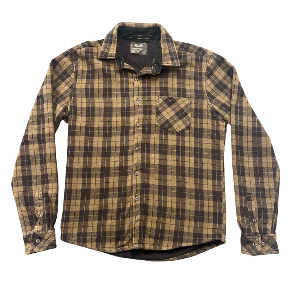 Nomad Craft Flow Mens Small Brown Plaid Sherpa Lined Flannel Shirt‎ Rugged Cabin